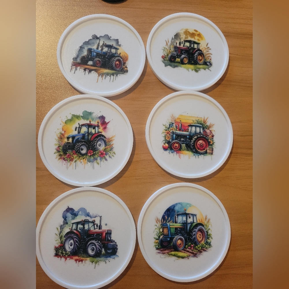 🌹Buy 1 Get 1 Free🌹 Tractor Design Coasters Set - White